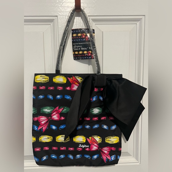New! Brighton Holiday Take a “Beau” Tote Bold Jewel Tone Ribbon Bow Design NWT! - Picture 2 of 9
